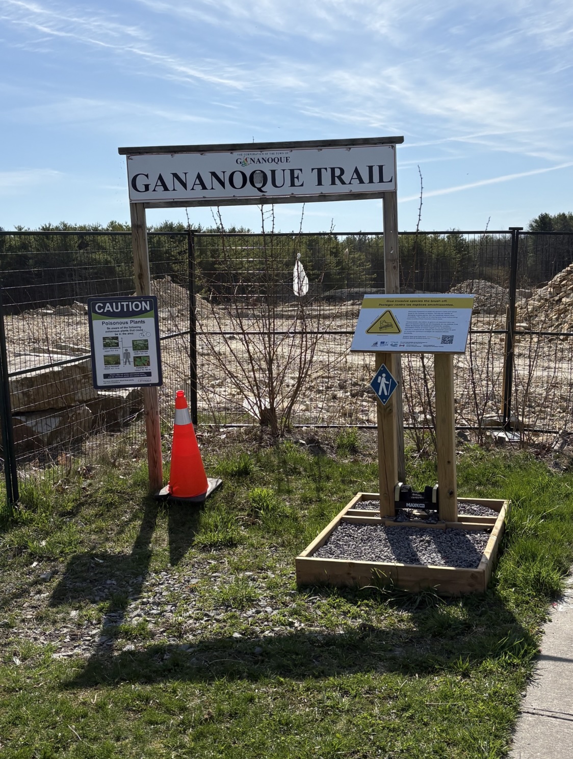 Boot cleaning station at Carmichael Street entrance to McLean Memorial Forest