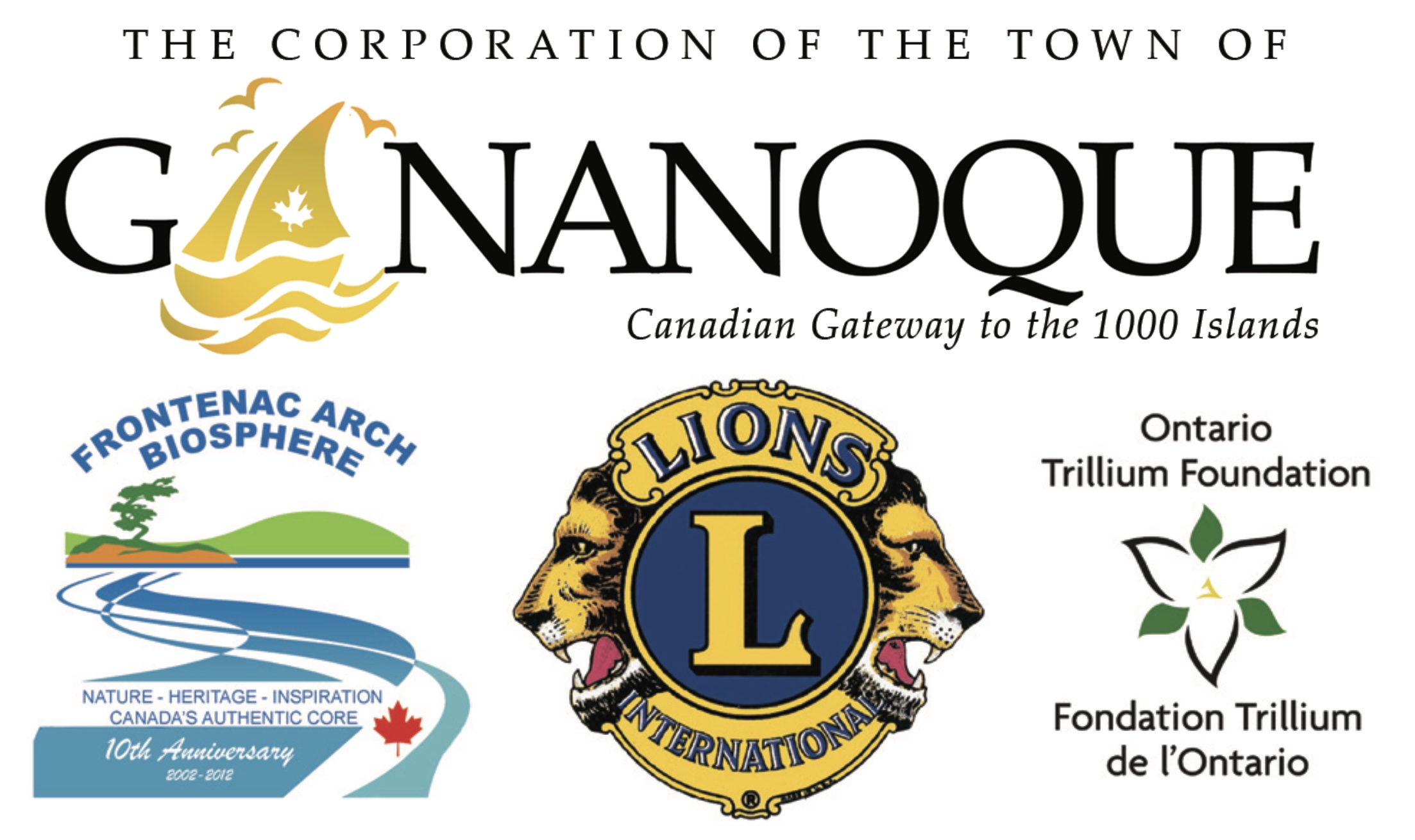 Logos of the sponsors and supporters of the Gananoque Trail system